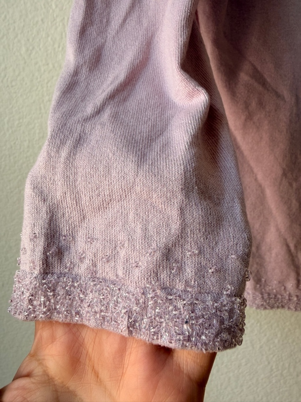 Banana Republic Silk Blend Beaded Cardigan Lilac Floral Embellished Sweater S - Picture 5 of 15